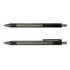 A black and clear plastic RPET pen with a capped design and a visible refill mechanism. Branding is present.