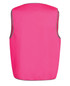 A bright pink work vest with grey piping and a logo on the front.
