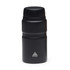 A food jar in matte black finish with a secure lid and a logo on the front.