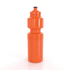 A drink bottle in bright orange with a sporty design and a black cap, featuring a logo. Holds 750ml.