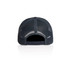 A dark grey trucker cap featuring a mesh back design and an adjustable strap. It has a branding logo.