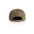 A brown cap with a flat brim and an adjustable strap at the back, featuring a logo.