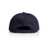 A navy blue cap featuring a back snap closure and a logo on the side.