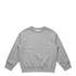 A grey jumper with a crew neck and long sleeves, featuring a simple design and elasticised cuffs.