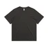 A dark faded t-shirt with a classic short-sleeve design and a label inside. It features a subtle logo.