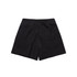 Soft black sports shorts with a relaxed fit and a back pocket. The item features a simple design and has a logo.