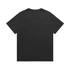 A black heavy faded tee with a relaxed fit and short sleeves. The back of the shirt is plain.