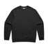 A black crew jumper featuring long sleeves and a classic neckline. The garment has a simple design with a logo.