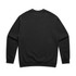 A black crew jumper with a simple design and a logo on the back. Suitable for casual wear.