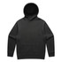 A black hooded jumper featuring a front pocket and a logo. Suitable for casual wear.