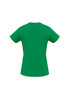 A green short sleeve tee featuring a classic crew-neck design and a logo on the back.
