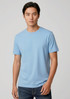 A light blue short sleeve tee for men, featuring a classic crew neck and a logo on one side. 