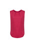 A sleeveless blouse in a rich magenta colour featuring pleat details at the front. It has a smooth, relaxed fit.