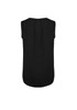 A black sleeveless blouse featuring pleat detail at the back, designed for women's wear. Includes branding.
