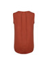 A sleeveless blouse in rust colour featuring pleat detail at the back and a smooth finish.