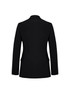 A black longline blazer with a tailored fit, featuring long sleeves and a sleek design, viewed from the back.