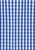 A blue and white checkered fabric, featuring a classic gingham pattern. The image has a smooth texture.