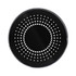 A round black wireless charger with a dotted design in the centre, featuring a shiny, smooth surface.