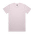 A plain light pink T-shirt with a round neckline and short sleeves, featuring a logo on the label.