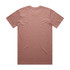 A plain, blush pink t-shirt with a standard crew neck and short sleeves, featuring a subtle branding detail.