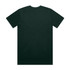 A dark green t-shirt featuring a plain back. The shirt is made of soft fabric and has a logo.