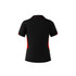 A black polo shirt with red accents, featuring a branded logo on the back.