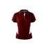 A maroon polo shirt for women with white accents and a logo on the collar. Suitable for casual wear.
