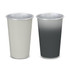 A drink cup set featuring a colour-changing design with a light grey and dark grey gradient. Each cup has a silver rim and logo.