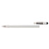 An inkless pen with a sleek white design and a retractable tip for versatile writing.