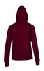 A maroon women's junior heavy zip fleece hoodie with a hood and ribbed cuffs. Features a logo on the back.