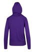 A purple women's juniors heavy fleece hoodie featuring a back view with a hood and long sleeves.