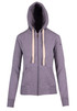 A grey heavy zip fleece hoodie with a hood, contrasting drawstrings, and front pockets. It features a logo.