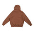 A brown kangaroo hoodie featuring a hood and ribbed cuffs. Includes a logo but no visible text.