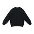 A black kids' cotton sweatshirt with long sleeves and a rounded neckline, featuring a logo.