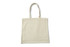 A cream tote bag with two sturdy handles and a simple design. It has a logo on one side.