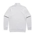 A grey half zip crew jumper, featuring long sleeves and a high collar, with a logo on the back.
