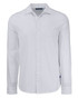 A white long-sleeve button-up shirt with a collar and a small logo on the side.