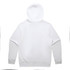 A white hoodie featuring a spacious hood and long sleeves, with a plain back design.