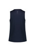 A navy blue women's singlet with a round neckline and a logo on the back. A navy blue women's singlet with a round neckline and a logo on the back.