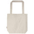 A natural beige tote bag with two sturdy handles and a plain design. It features a small branding label.