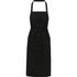A black apron made from 240 g/m² recycled material, featuring an adjustable neck strap and front pockets. A black apron made from 240 g/m² recycled material, featuring an adjustable neck strap and front pockets.