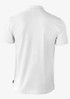 A white men's polo shirt featuring a back view with a subtle logo.