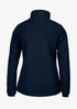 A navy women's jacket with a high collar, featuring a fitted design and no visible logos.