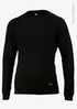 A black men's sweatshirt featuring long sleeves and a simple design, with a logo on the lower hem.