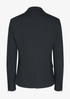 A black women's blazer featuring a classic design with a fitted silhouette and a single back vent.