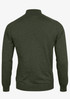 A green knitwear jumper with a 1/4-zip design and long sleeves, featuring a plain back and ribbed cuffs.