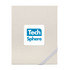 A white planner with a small blue logo on the cover and an elastic strap closure.