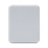 A white magnetic wireless power bank with a sleek, rectangular design and a branding logo.