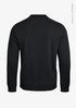 A black unisex sweatshirt made from organic cotton, featuring a simple design and no visible logos.