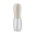 A drink bottle with a white and clear design, featuring a secure cap and a wrist strap for easy carrying.